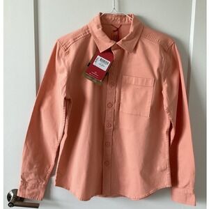Topo‎ Designs Womens Dirt Shirt Peach Medium Organic Cotton Button Down Top